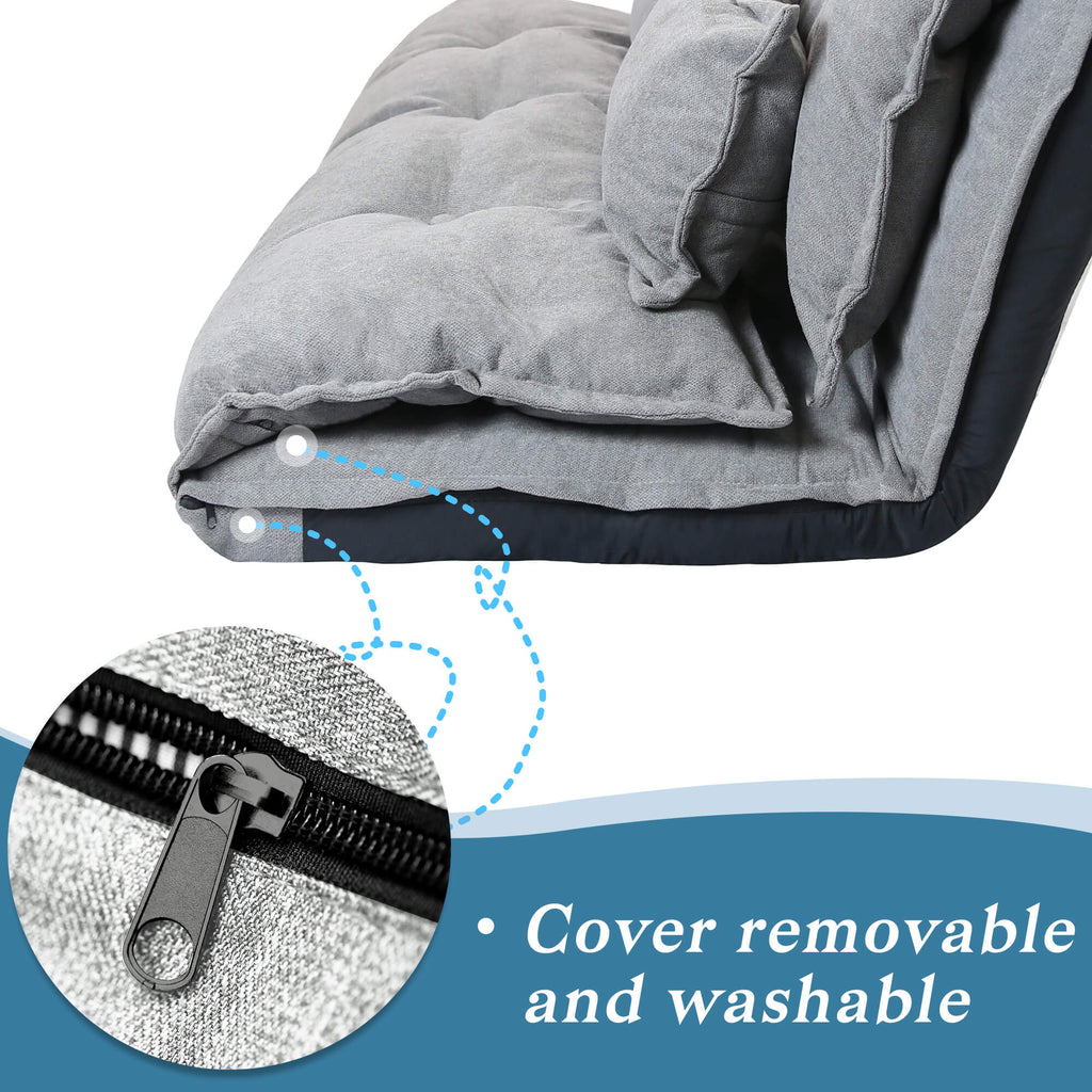 J.M.Deco Adjustable Futon Sofa Bed with 2 Pillows Foldable Floor Couch detail