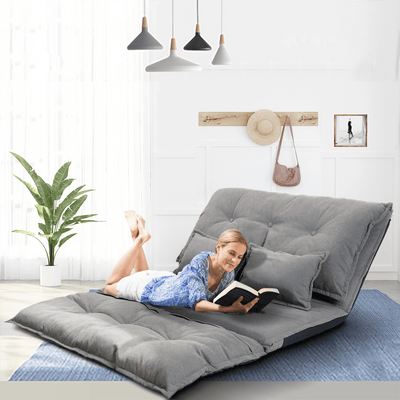 J.M.Deco Adjustable Futon Sofa Bed with 2 Pillows Foldable Floor Couch main