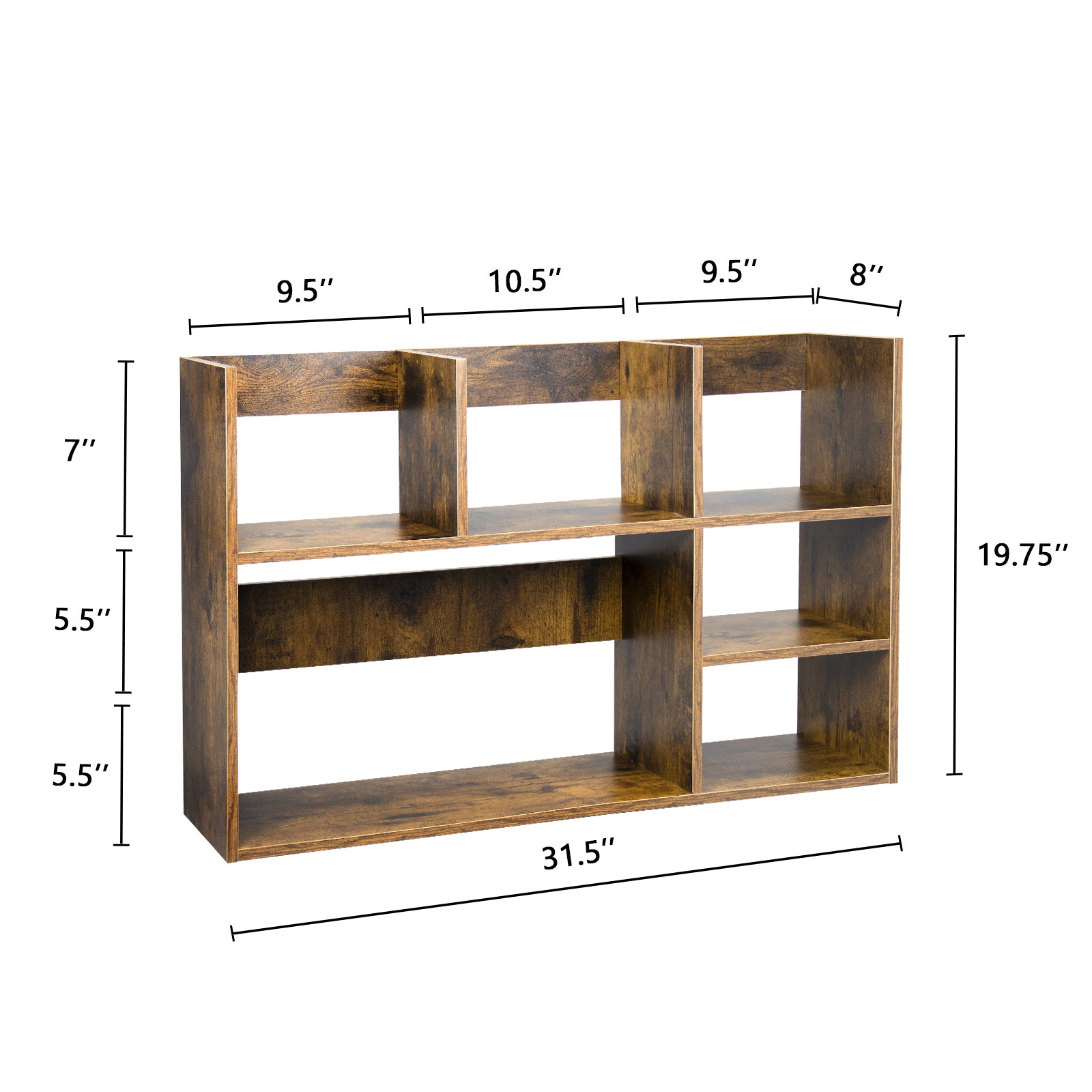 J.M.Deco Wood Desktop Storage Organizer Multipurpose Desk Bookshelf Case Display Large Shelf Rack Counter Top Bookcase for Office Home size