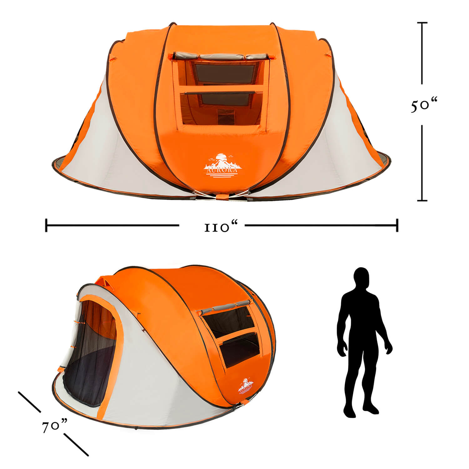 J.M.Deco 4-Person Pop Up Tent  Easy Setup Family Camping Tent size