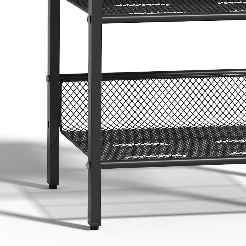 J.M.Deco Nightstand Set of 2   3-Tier Side Table with Mesh Shelves metal feet