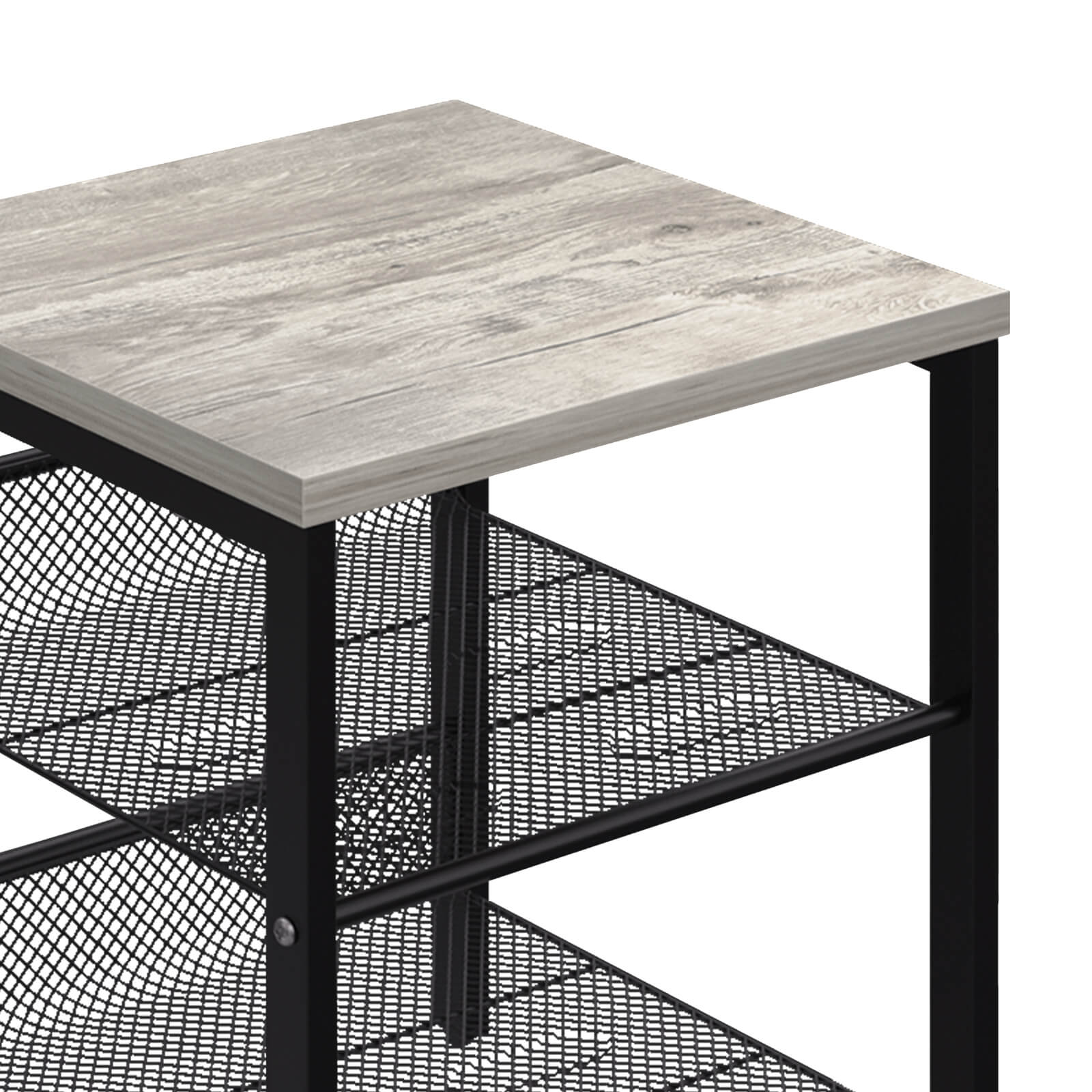 J.M.Deco Nightstand Set of 2   3-Tier Side Table with Mesh Shelves top