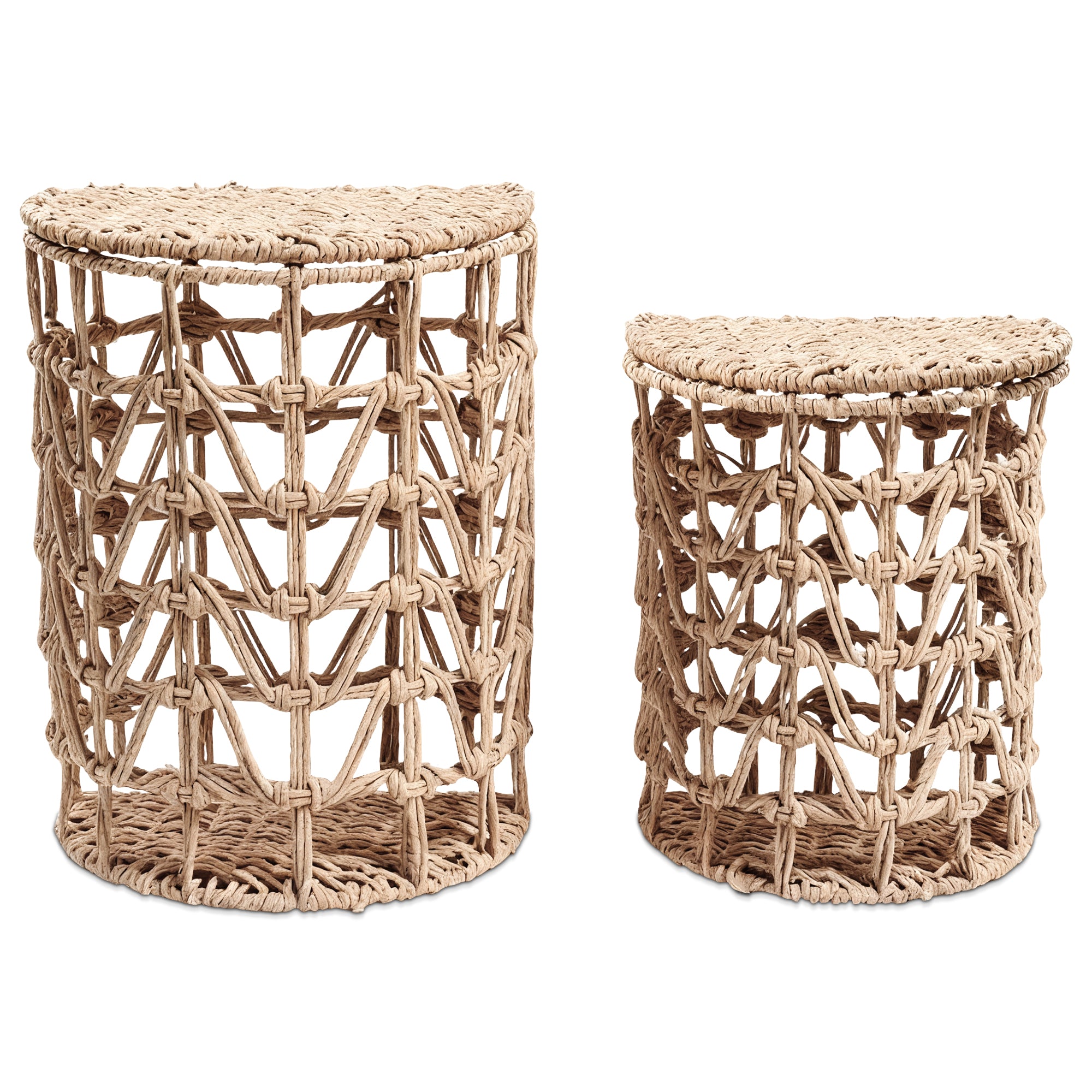 J.M.Deco Two-Pack Woven Wicker Laundry Hampers with Lid  Semi-Cylinder Clothes Hamper Basket  Decorative Laundry Organizer for Dirty Clothes Storage Basket for Bathroom and Bedroom MAIN