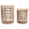 J.M.Deco Wicker Laundry Hamper with Lid Set of 2  Semi-Cylinder  Natural Woven main