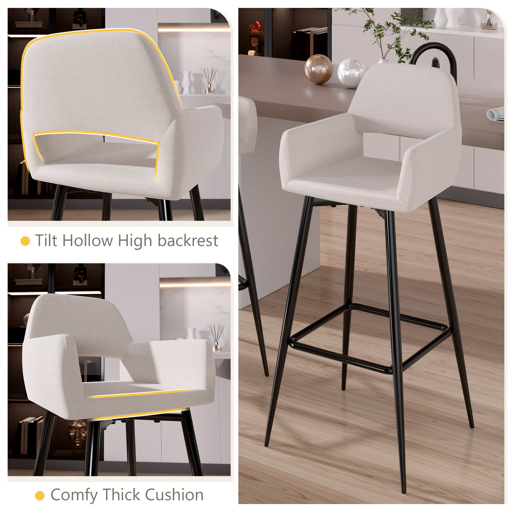 J.M.Deco Set of 2 28" Counter Height Velvet Bar Stools  High Back Armrest Khaki  advantages