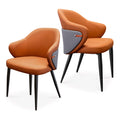 J.M.Deco Mid-Century Dining Chair Set of 2   PU Leather  Shell Back main