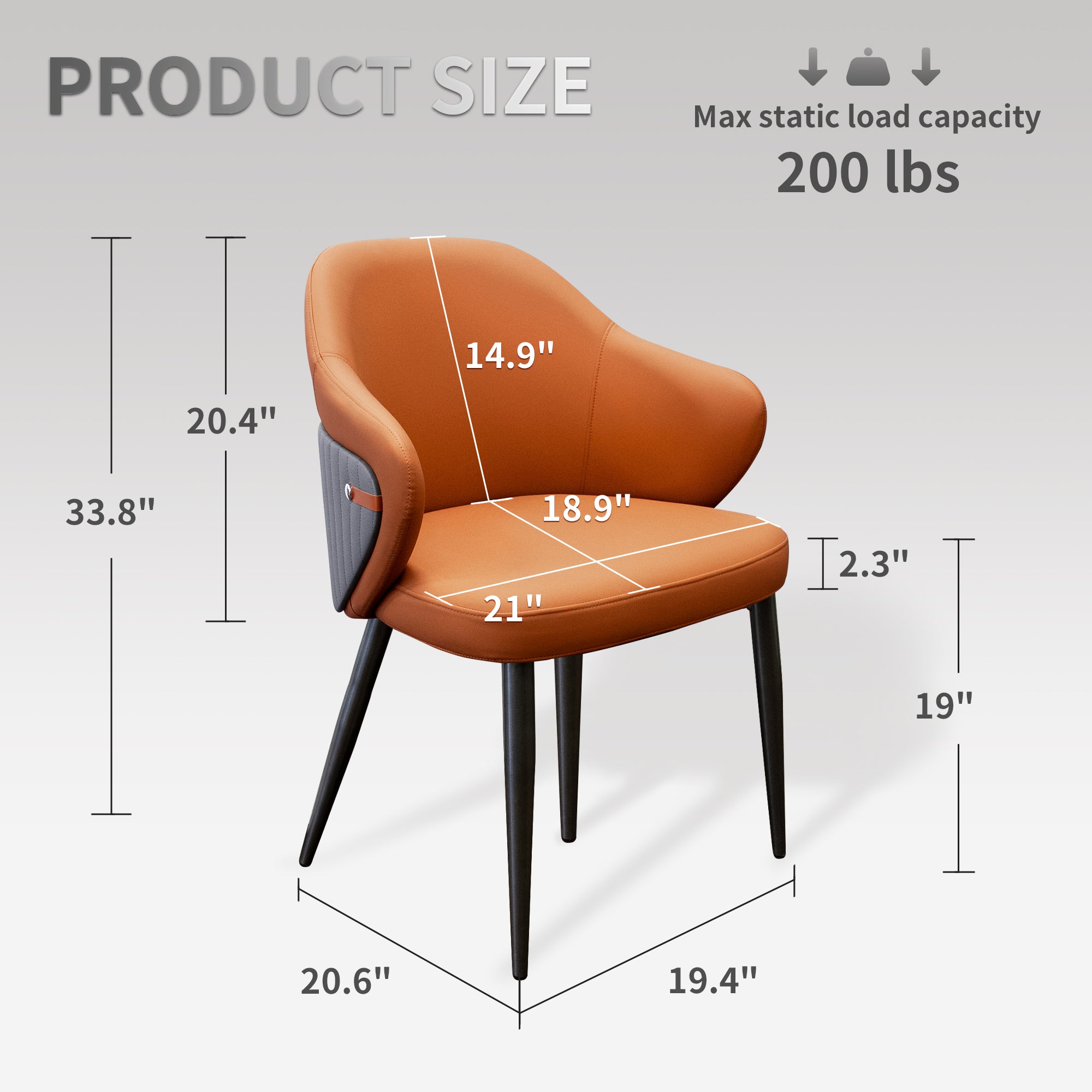 J.M.Deco BROWN Light Luxury High End Dining Chair  Simple Home Living Room Vanity & Leisure Hotel Tea Table Negotiation Chair size