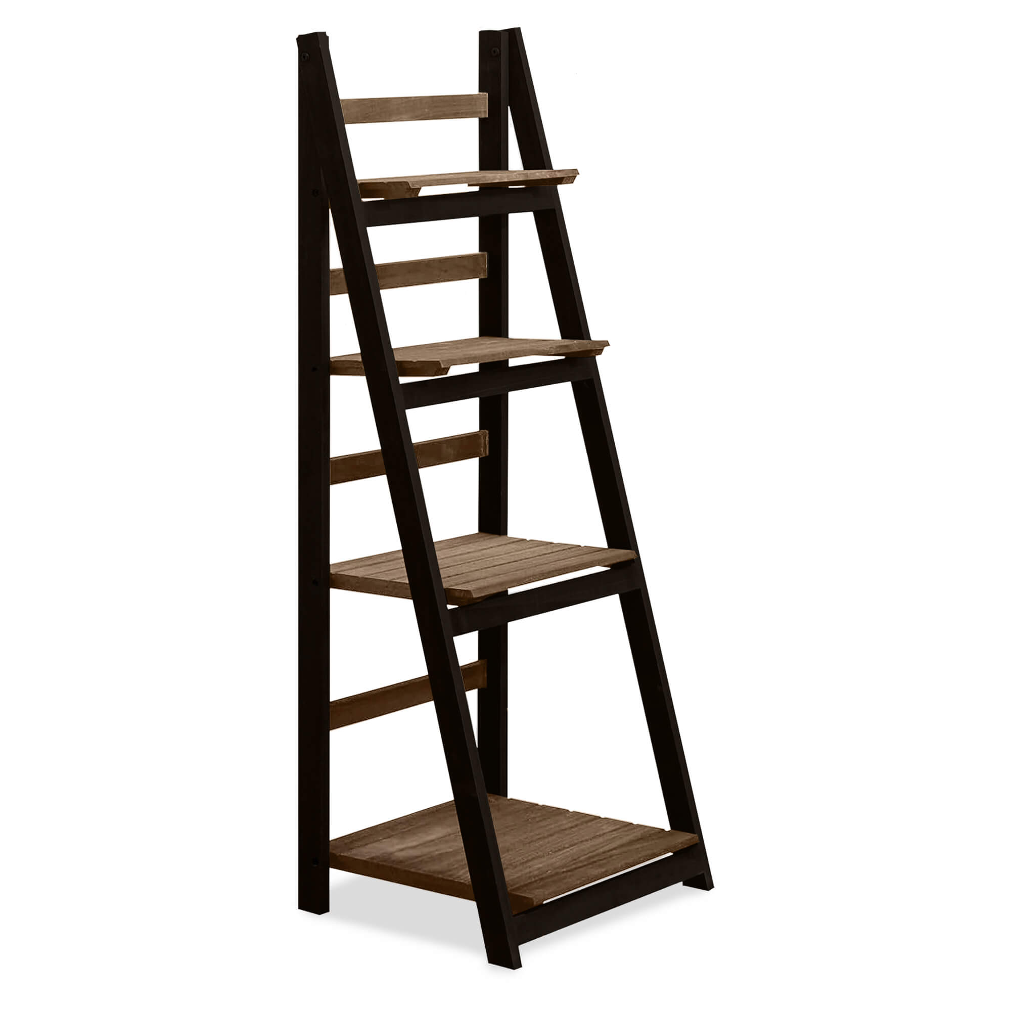 J.M.Deco 4-Tier Ladder Shelf 2-Pack  Rustic Pine Bookshelf & Plant Stand main