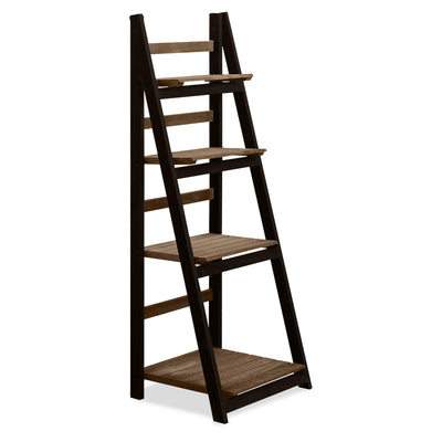 J.M.Deco 4-Tier Ladder Shelf 2-Pack  Rustic Pine Bookshelf & Plant Stand main