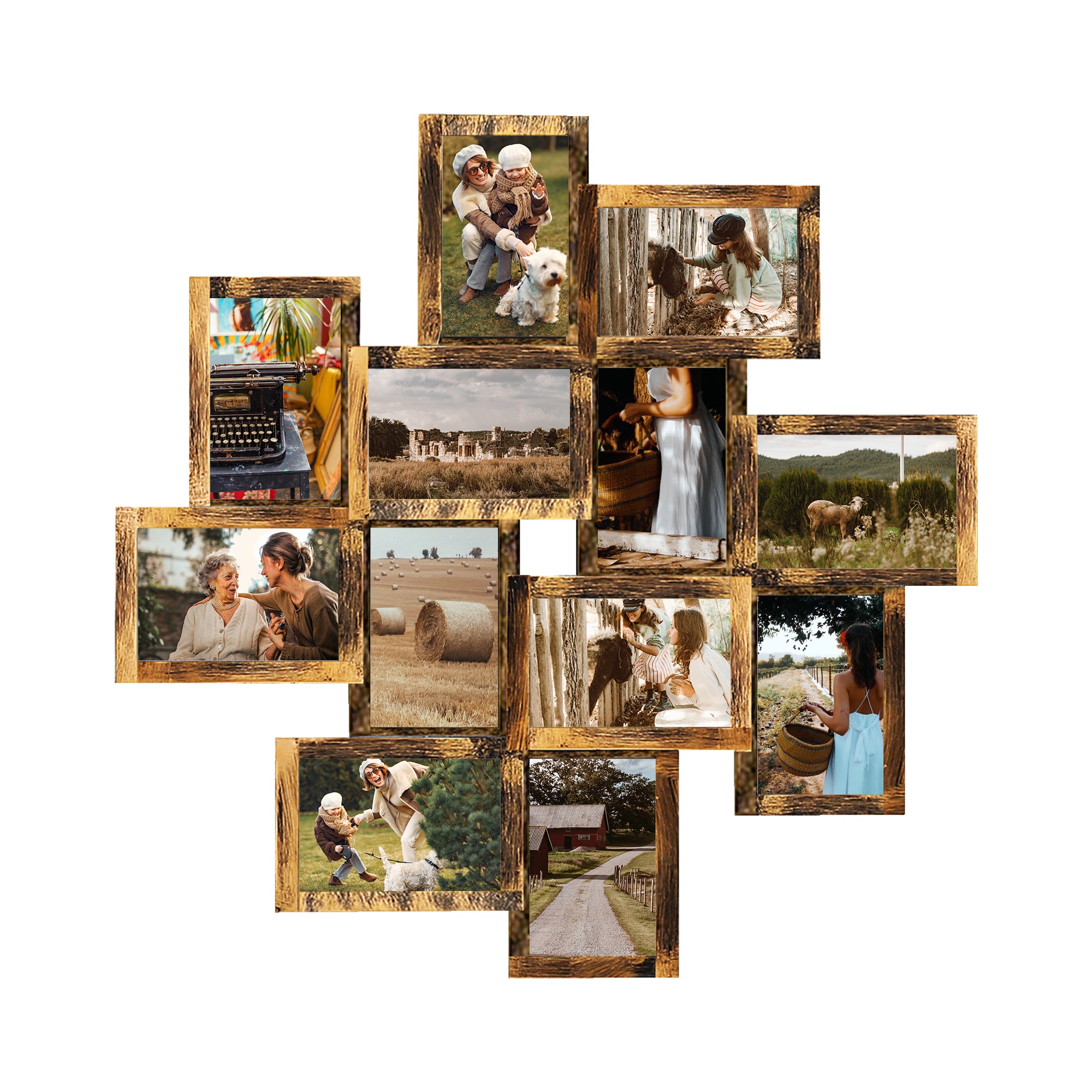 J.M.Deco Photo Frame 25x25 Family Picture Frames Collage Wall Decor 4x6 Pictures 12 Opening  Selfie Gallery Collage Wall Hanging  Wall Photo Frames for Living Room Decorations 2 Pack gold
