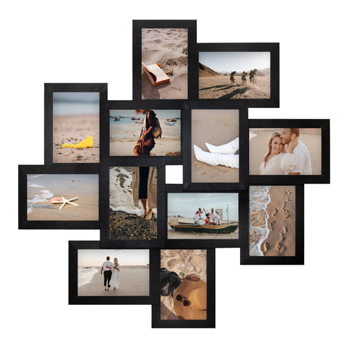 J.M.Deco Photo Frame 25x25 Family Picture Frames Collage Wall Decor 4x6 Pictures 12 Opening  Selfie Gallery Collage Wall Hanging  Wall Photo Frames for Living Room Decorations 2 Pack MAIN