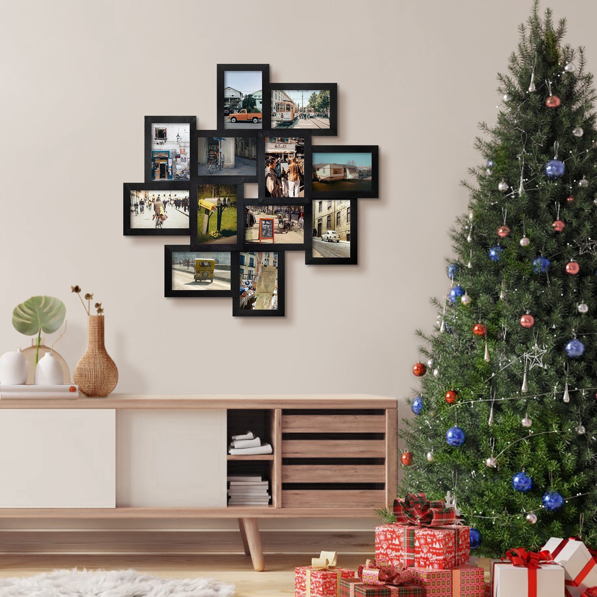 J.M.Deco Photo Frame 25x25 Family Picture Frames Collage Wall Decor 4x6 Pictures 12 Opening  Selfie Gallery Collage Wall Hanging  Wall Photo Frames for Living Room Decorations 2 Pack display