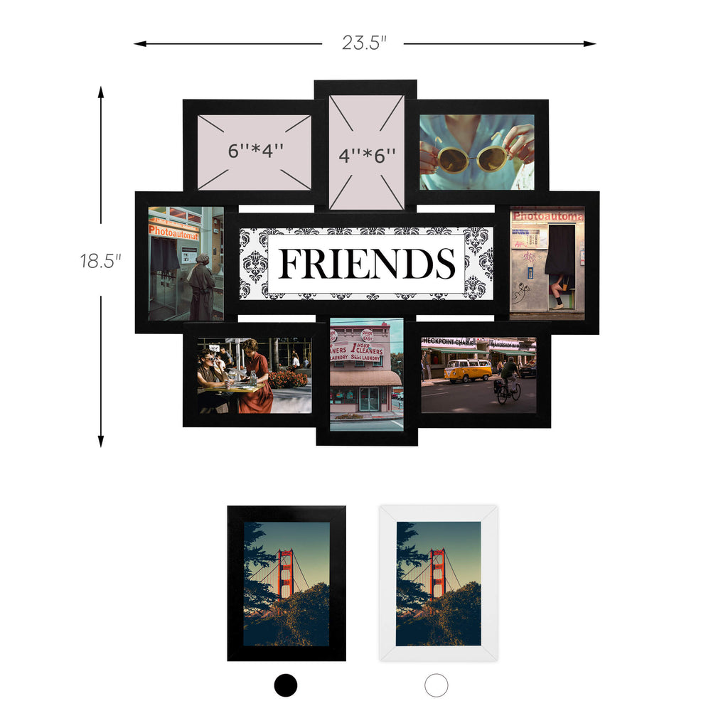 J.M.Deco 8-Opening Collage Picture Frame 4x6 Photos   3D Groove Design  Wall Hanging size