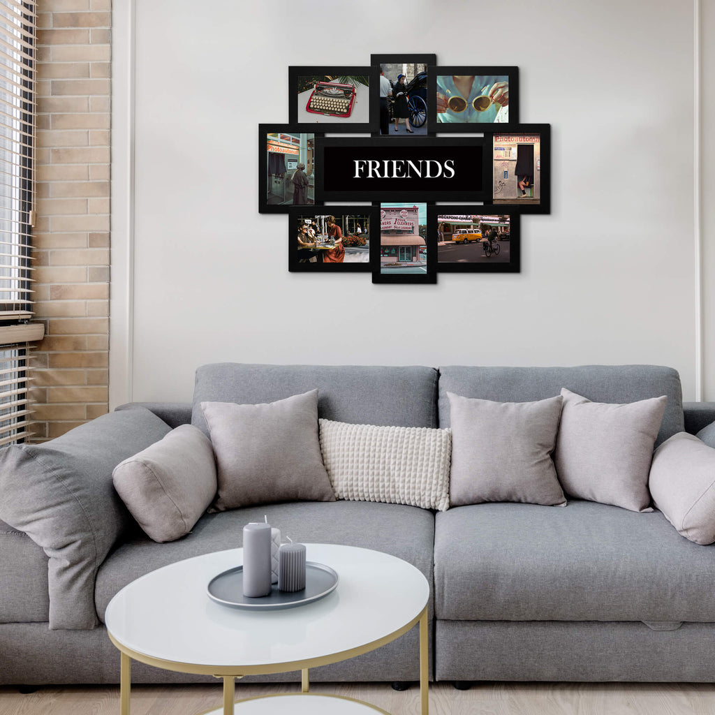 J.M.Deco 8-Opening Collage Picture Frame 4x6 Photos   3D Groove Design  Wall Hanging display