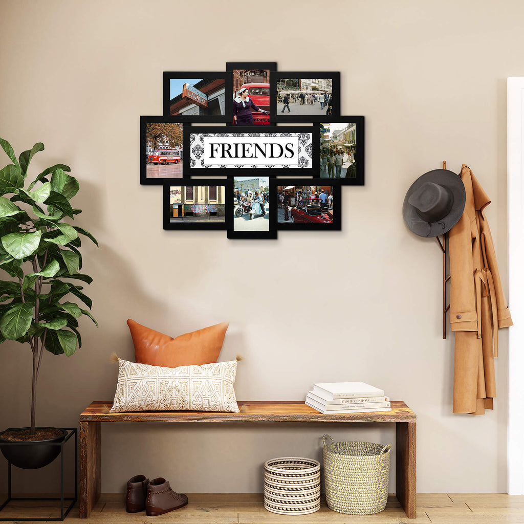 J.M.Deco 8-Opening Collage Picture Frame 4x6 Photos   3D Groove Design  Wall Hanging main