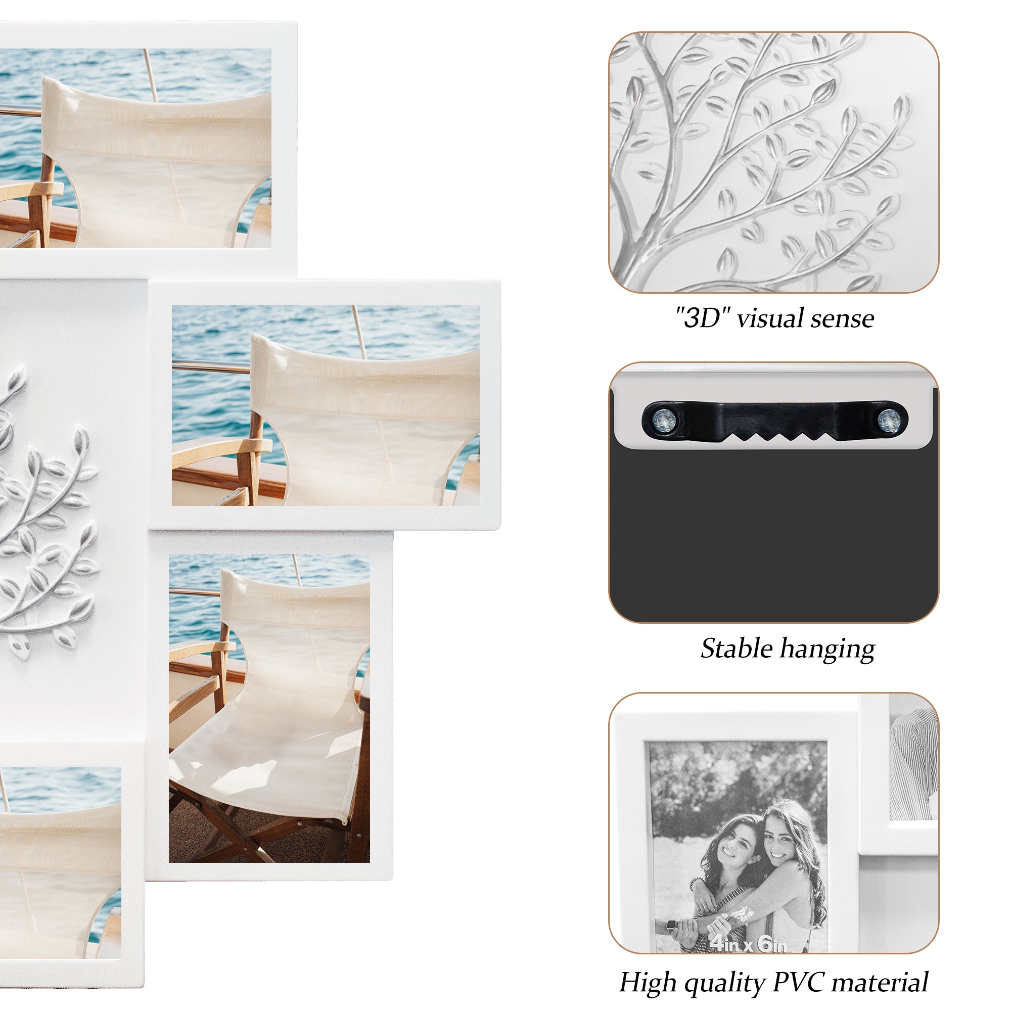 J.M.Deco Picture Frame Collage Large Wall Hanging Photo Frames Elegant Tree Collage Frame Gifts for Family Friends 4x6 inch Home Wall Decor Gallery Display detail
