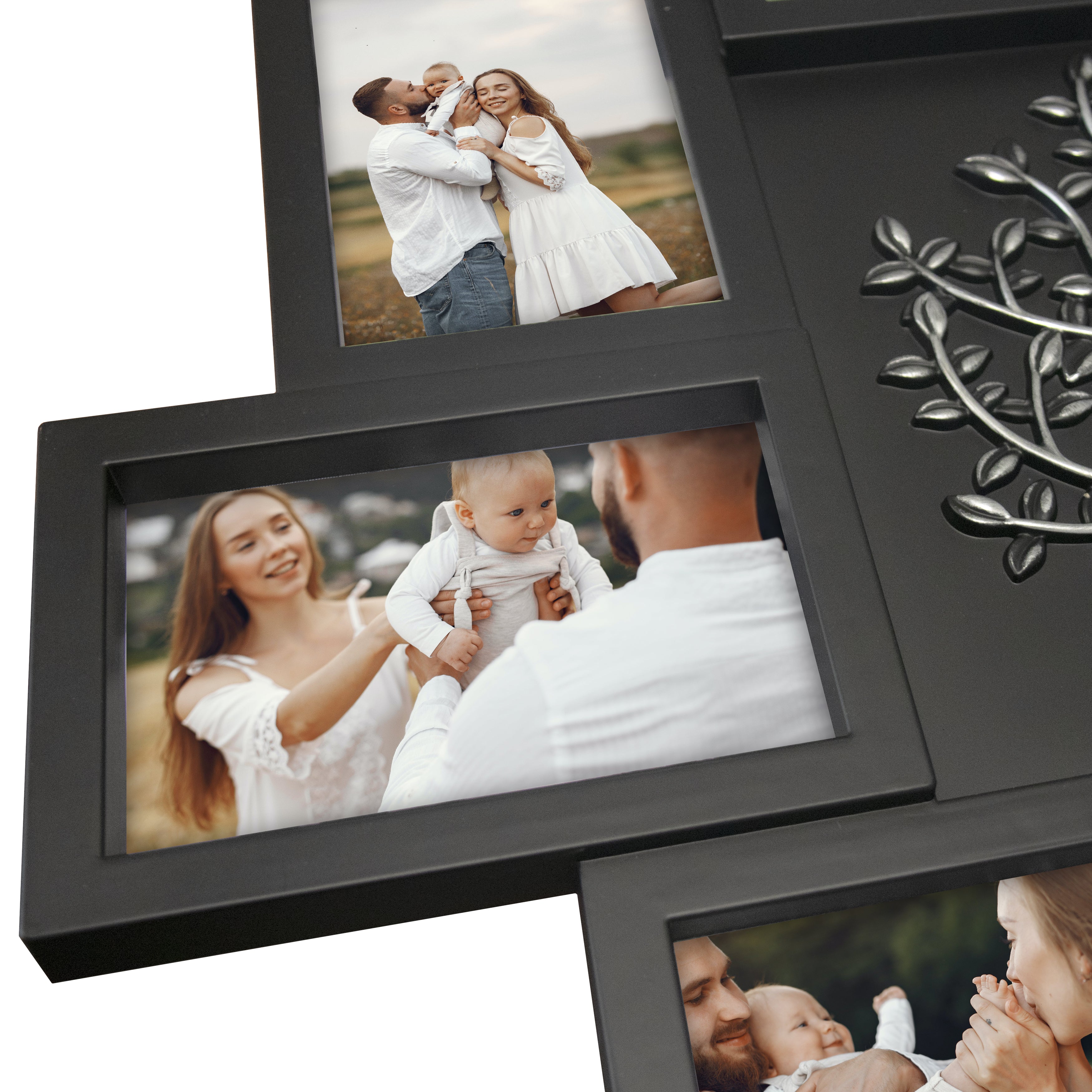 J.M.Deco Picture Frame Collage Large Wall Hanging Photo Frames Elegant Tree Collage Frame Gifts for Family Friends 4x6 inch Home Wall Decor Gallery Display black detail