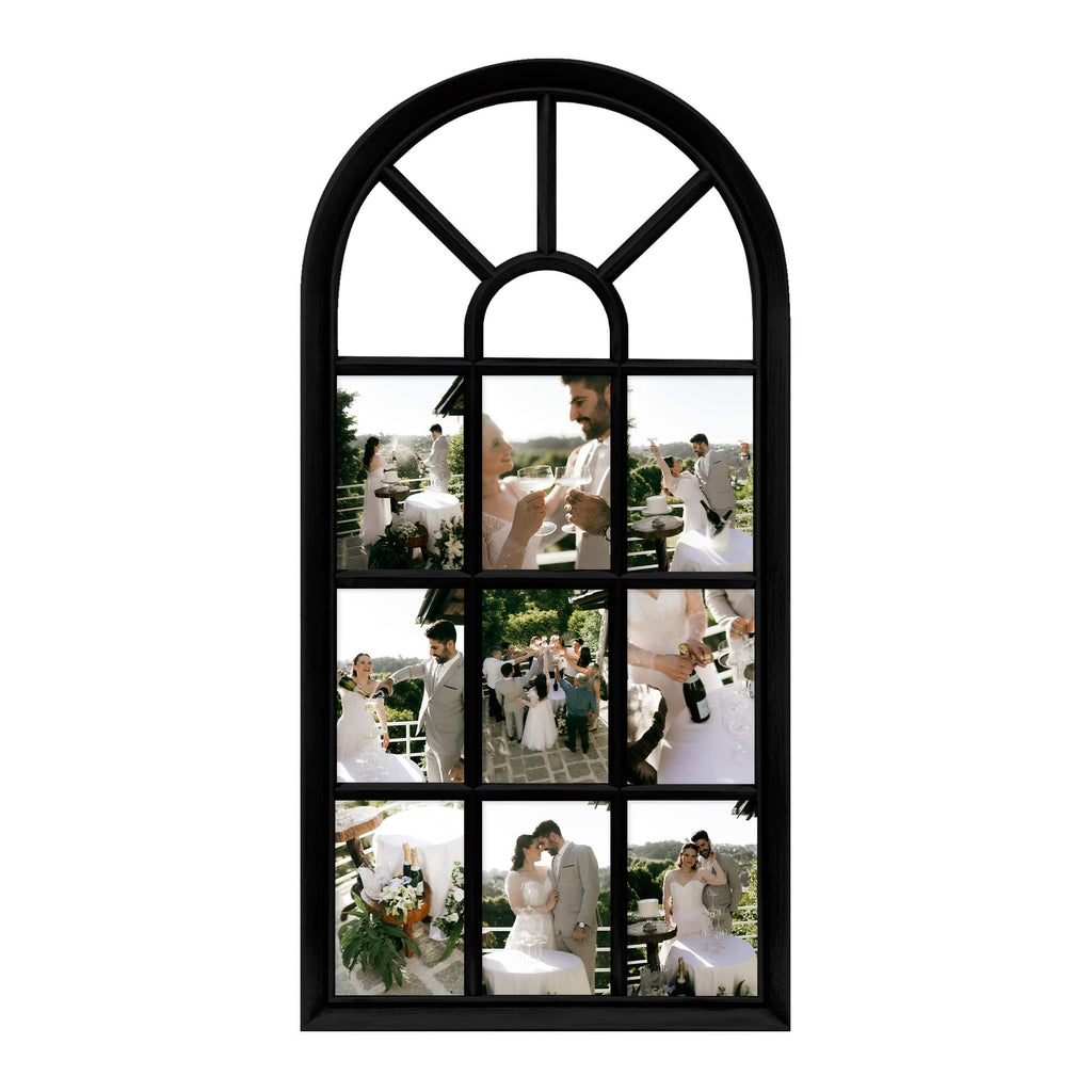 J.M.Deco 9-Slot Arched Collage Picture Frame  4x6 Photos  Wall Hanging black