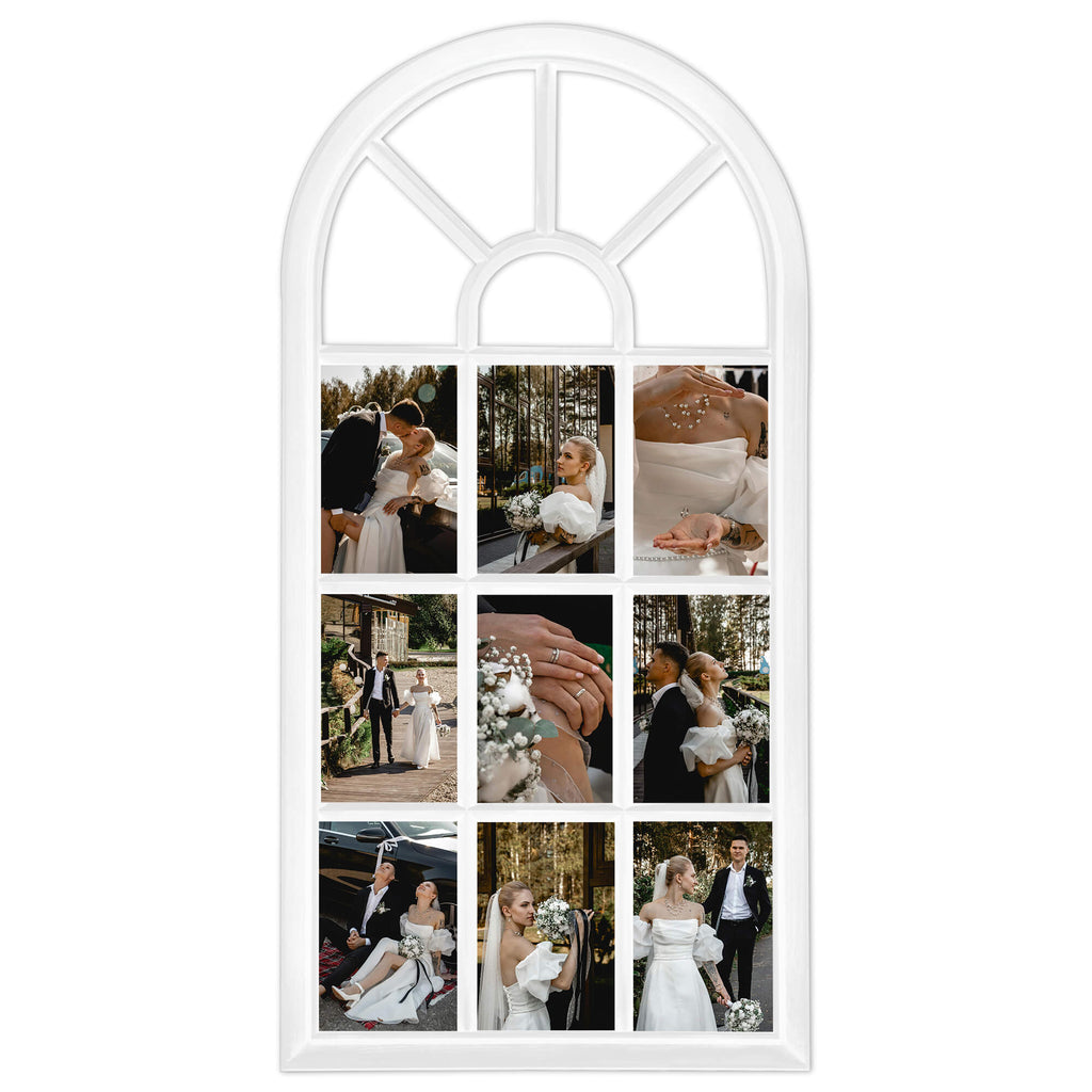 J.M.Deco 9-Slot Arched Collage Picture Frame  4x6 Photos  Wall Hanging white