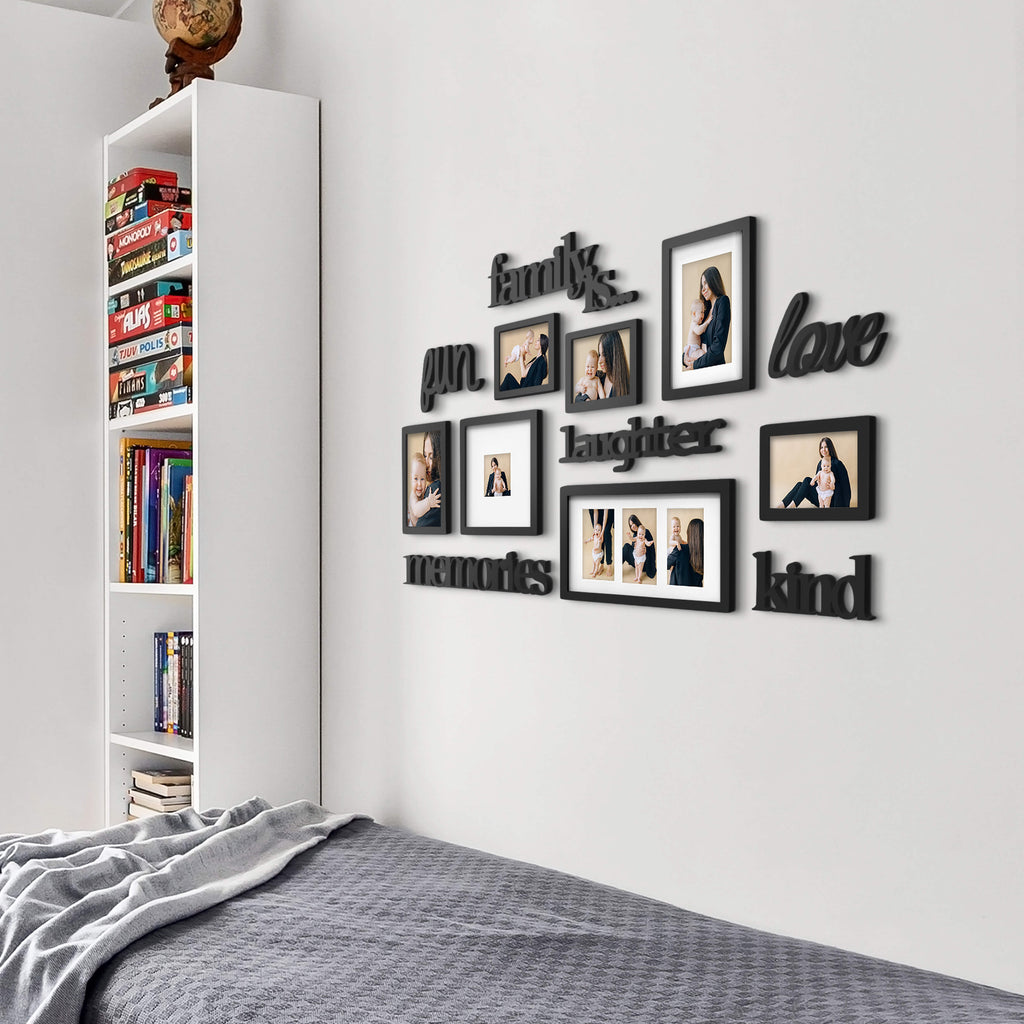J.M.Deco 13-Pack Gallery Collage Frame   9 Slots  4x4, 4x6 & 5x7  Black side