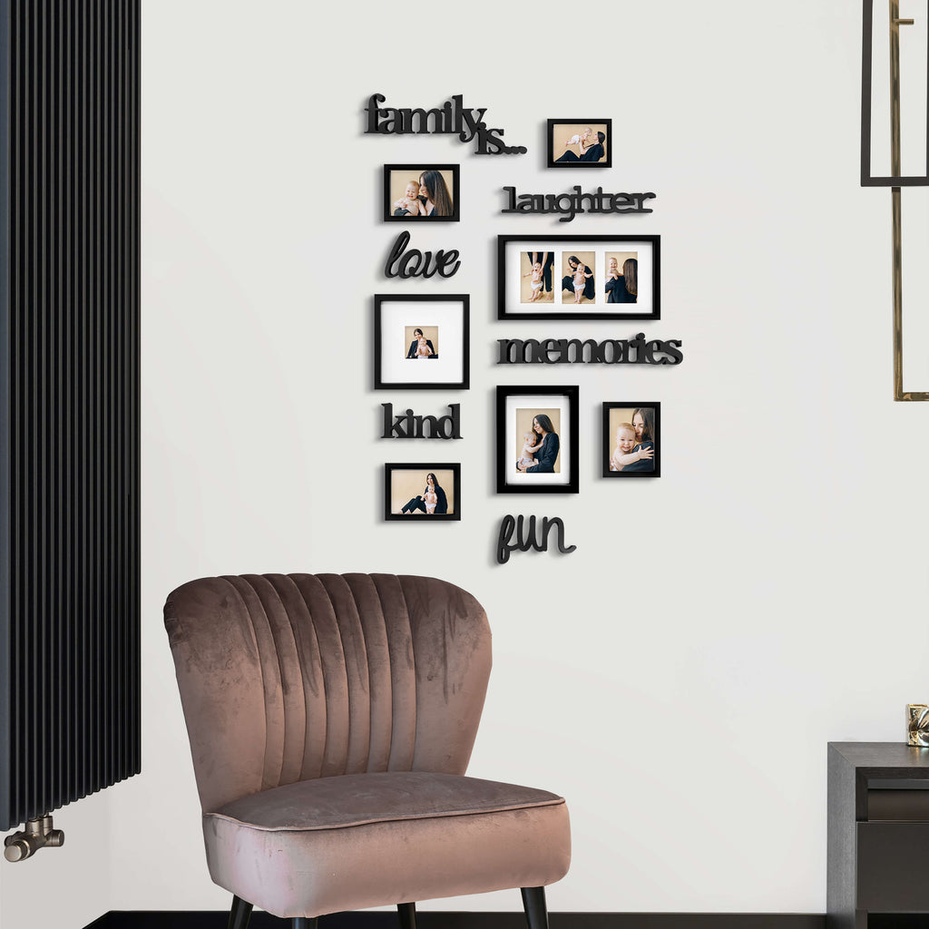 J.M.Deco 13-Pack Gallery Collage Frame   9 Slots  4x4, 4x6 & 5x7  Black display