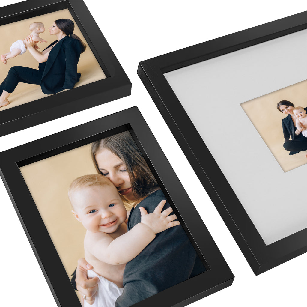 J.M.Deco 13 Pack Photo Frame  9 Slots Reunion Family Memory Picture Frame Selfie 3D Design Gallery Collage Wall Hanging for 6x4 Photo  5x7 Photo  4x4 Photo  Gift for family Black detail