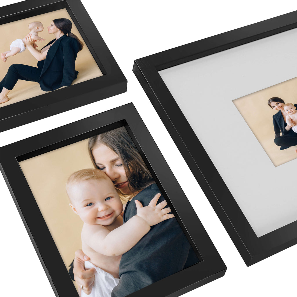 J.M.Deco 13-Pack Gallery Collage Frame   9 Slots  4x4, 4x6 & 5x7  Black detail