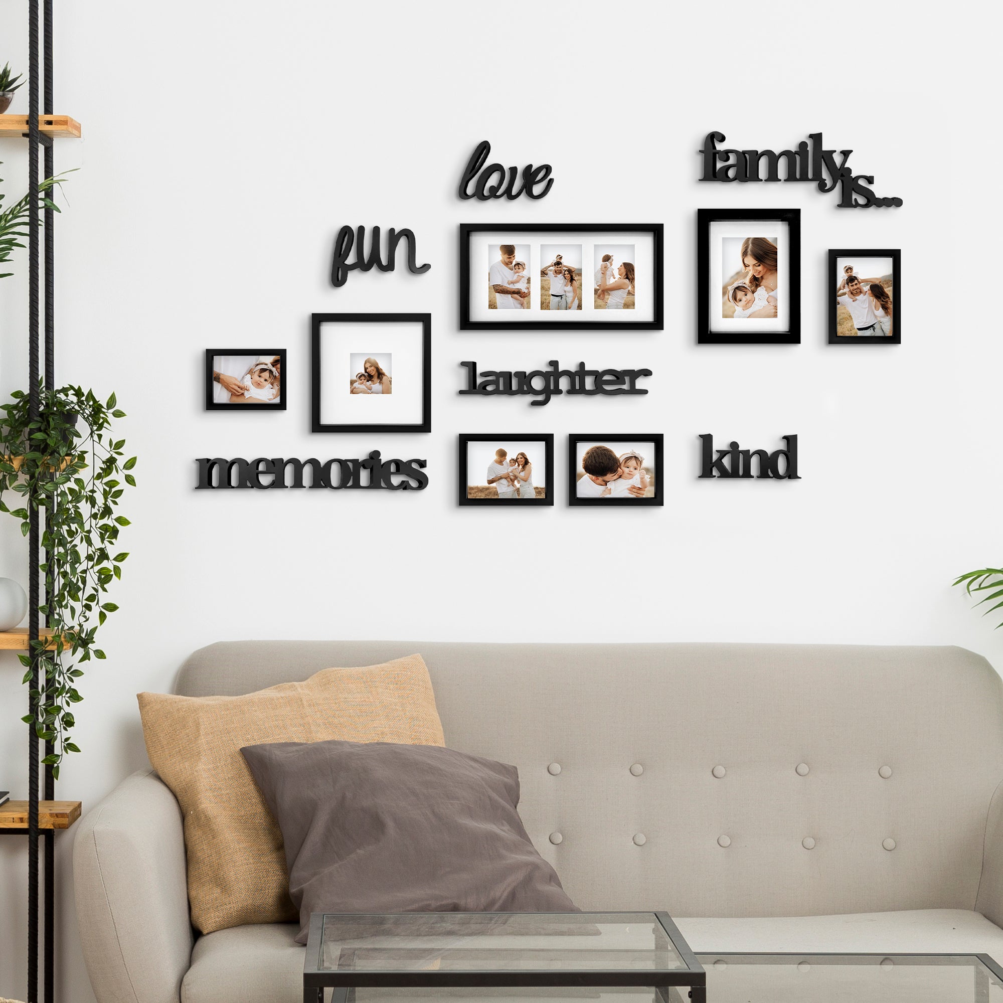 J.M.Deco 13 Pack Photo Frame  9 Slots Reunion Family Memory Picture Frame Selfie 3D Design Gallery Collage Wall Hanging for 6x4 Photo  5x7 Photo  4x4 Photo  Gift for family Black display