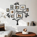 J.M.Deco 13 Pack Family Tree Photo Frame Collection with Lvory Mat Set Photo Size One 4''x4'' Five 4''x6'' Three 5''x7''  PVC-Wall Mounting Picture Frame for Home Living Room Bedroom 3D Design Black In the living room