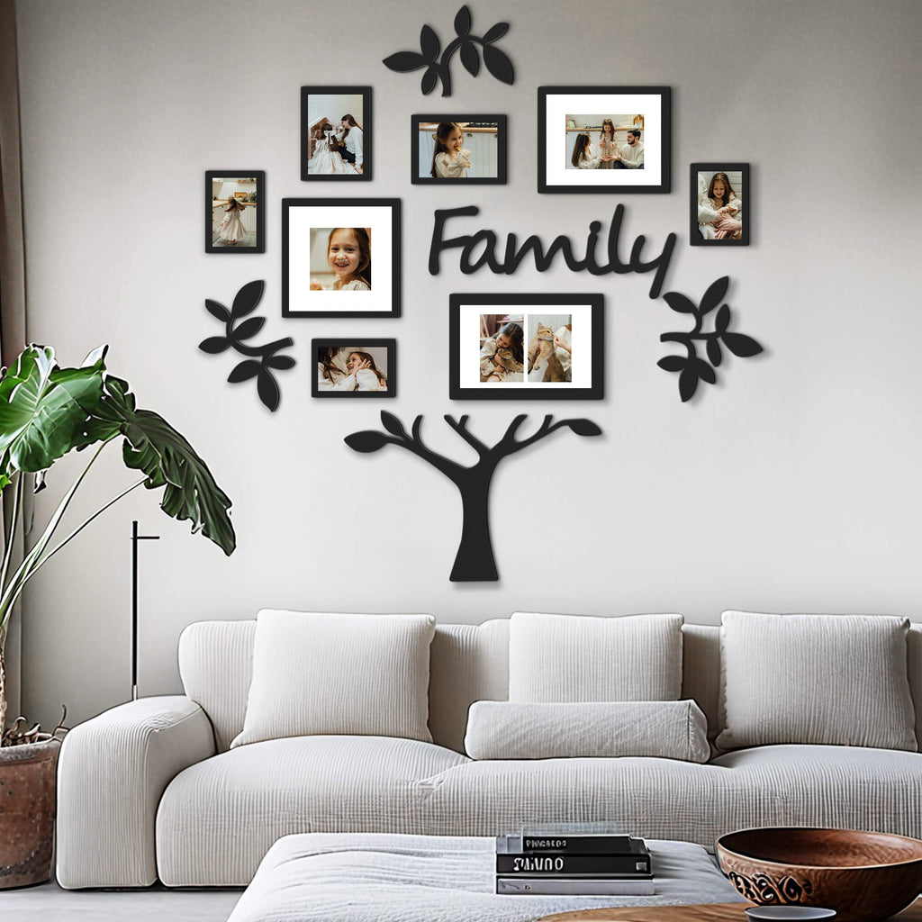 J.M.Deco 13-Pack Family Tree Photo Frame Set   3D Wall Display black display