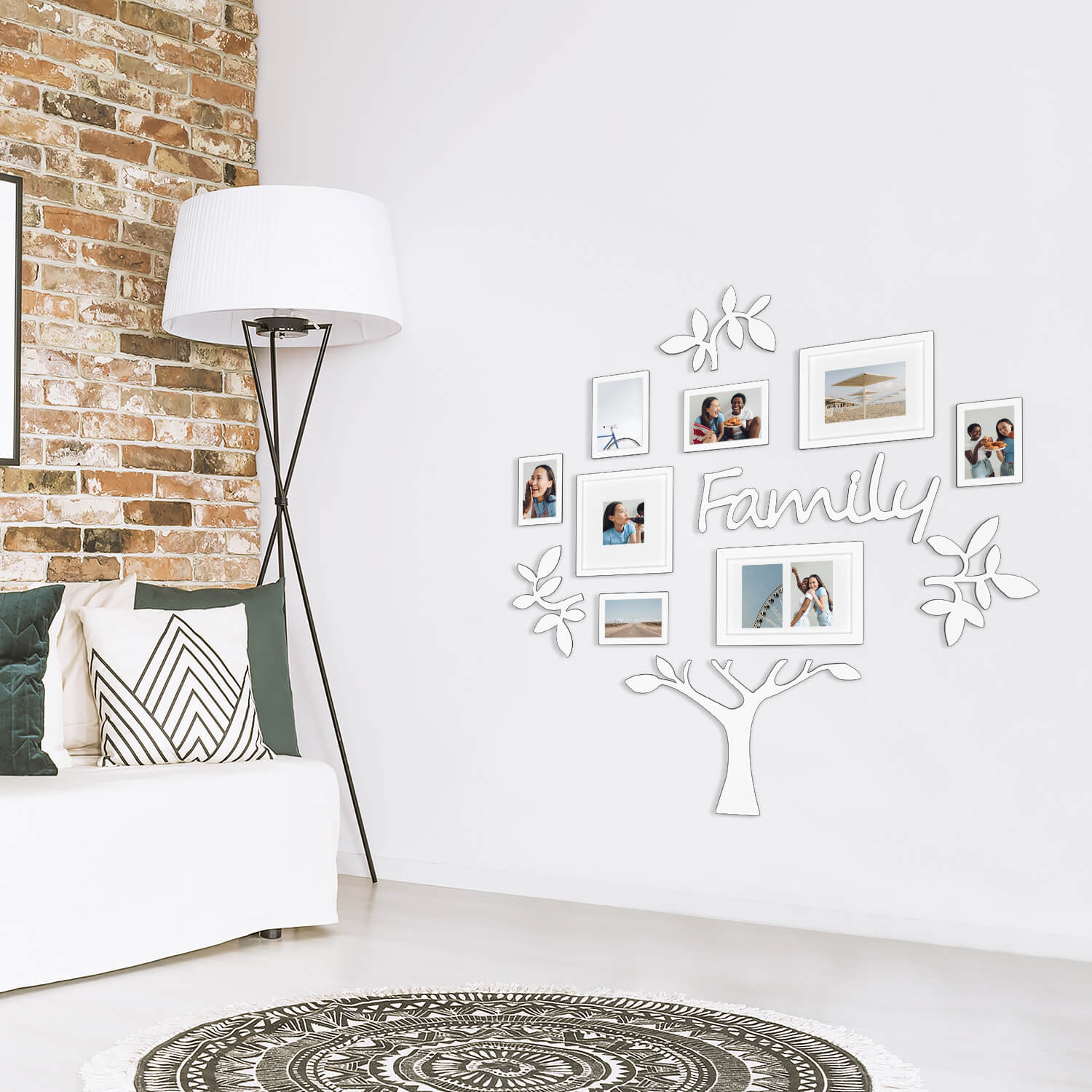 J.M.Deco 13-Pack Family Tree Photo Frame Set   3D Wall Display white side