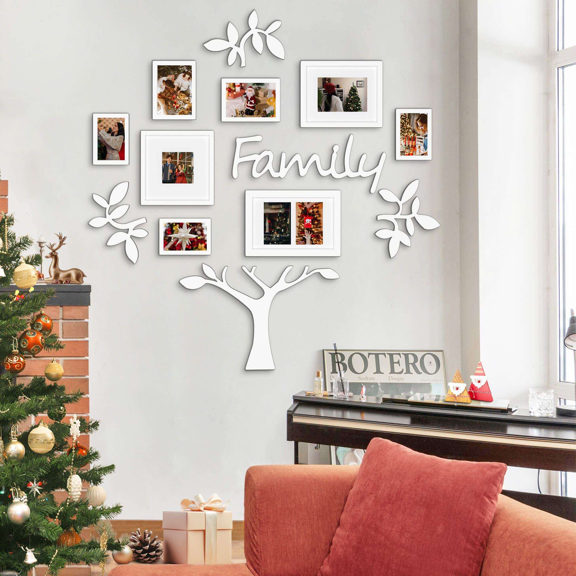 J.M.Deco 13-Pack Family Tree Photo Frame Set   3D Wall Display white display