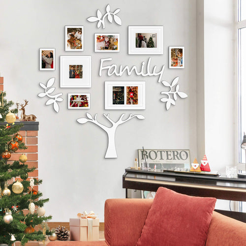 J.M.Deco 13-Pack Family Tree Photo Frame Set   3D Wall Display white display