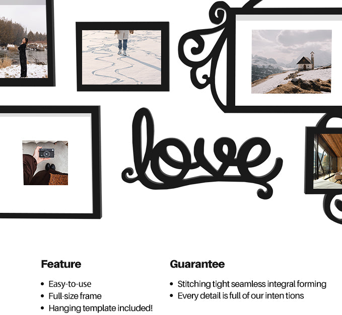 J.M.Deco Picture Frame Collage Large Wall Hanging Photo Frames Elegant Heart Collage Frame Gifts for Family Friends 4x6 inch Home Wall Decor Gallery Display (Black -Heart Shape) advantages