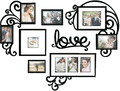 J.M.Deco Picture Frame Collage Large Wall Hanging Photo Frames Elegant Heart Collage Frame Gifts for Family Friends 4x6 inch Home Wall Decor Gallery Display (Black -Heart Shape) MAIN