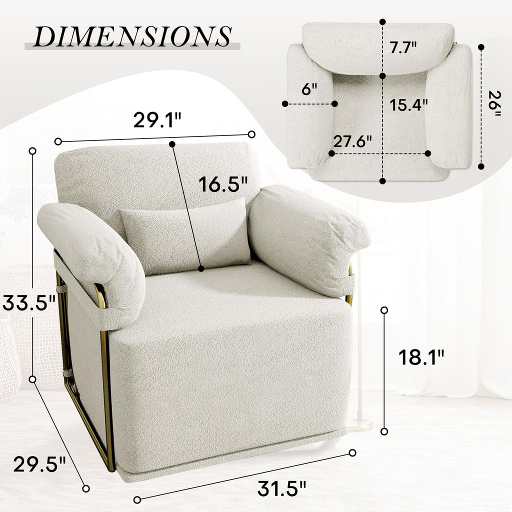 J.M.Deco Classic Square Swivel Recliner Chair  Armchair Manual Rocking Recliner- Upholstered Living Room Rocker for Living Room & Small Spaces size
