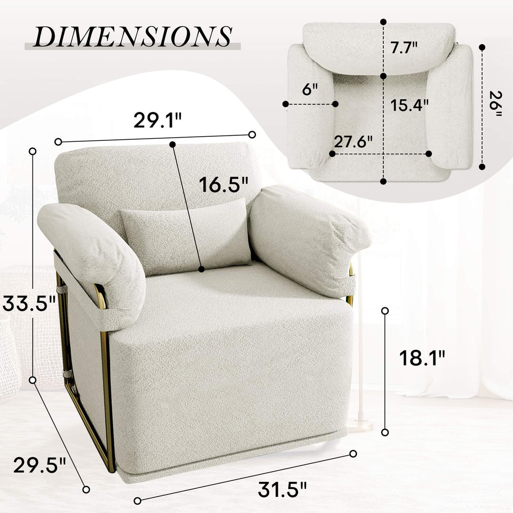 J.M.Deco 360° Swivel Rocking Recliner Chair  Upholstered Living Room Chair size