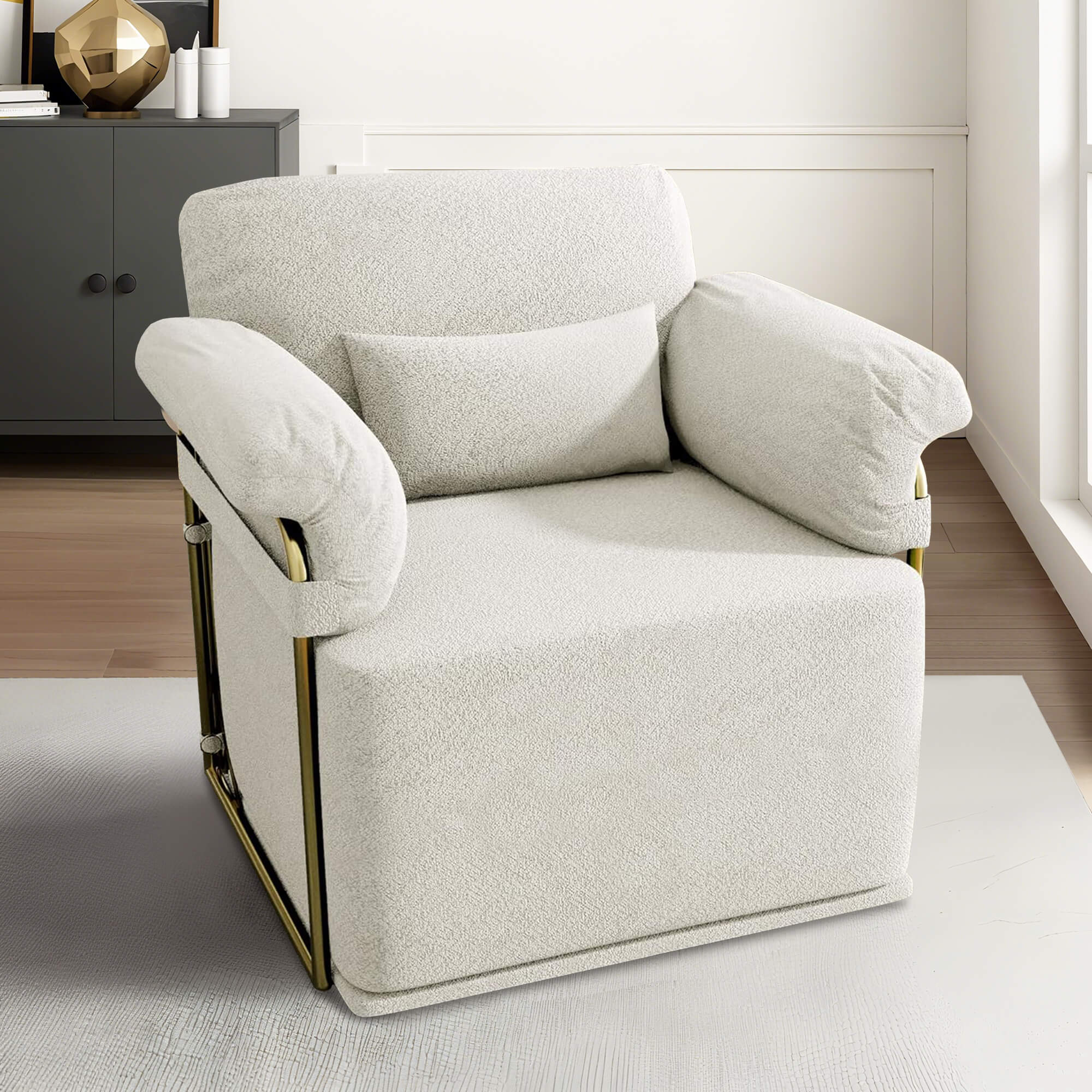 J.M.Deco 360° Swivel Rocking Recliner Chair  Upholstered Living Room Chair main