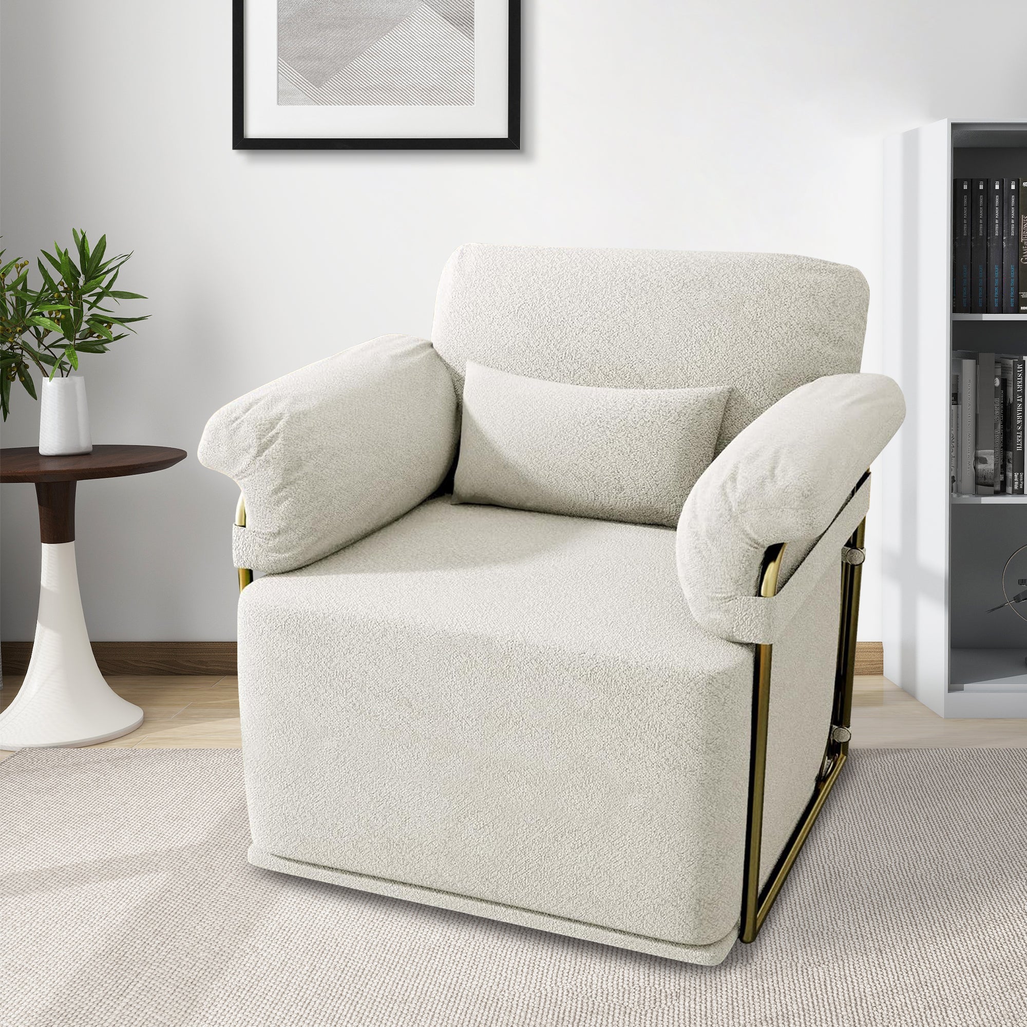 J.M.Deco Classic Square Swivel Recliner Chair  Armchair Manual Rocking Recliner- Upholstered Living Room Rocker for Living Room & Small Spaces front