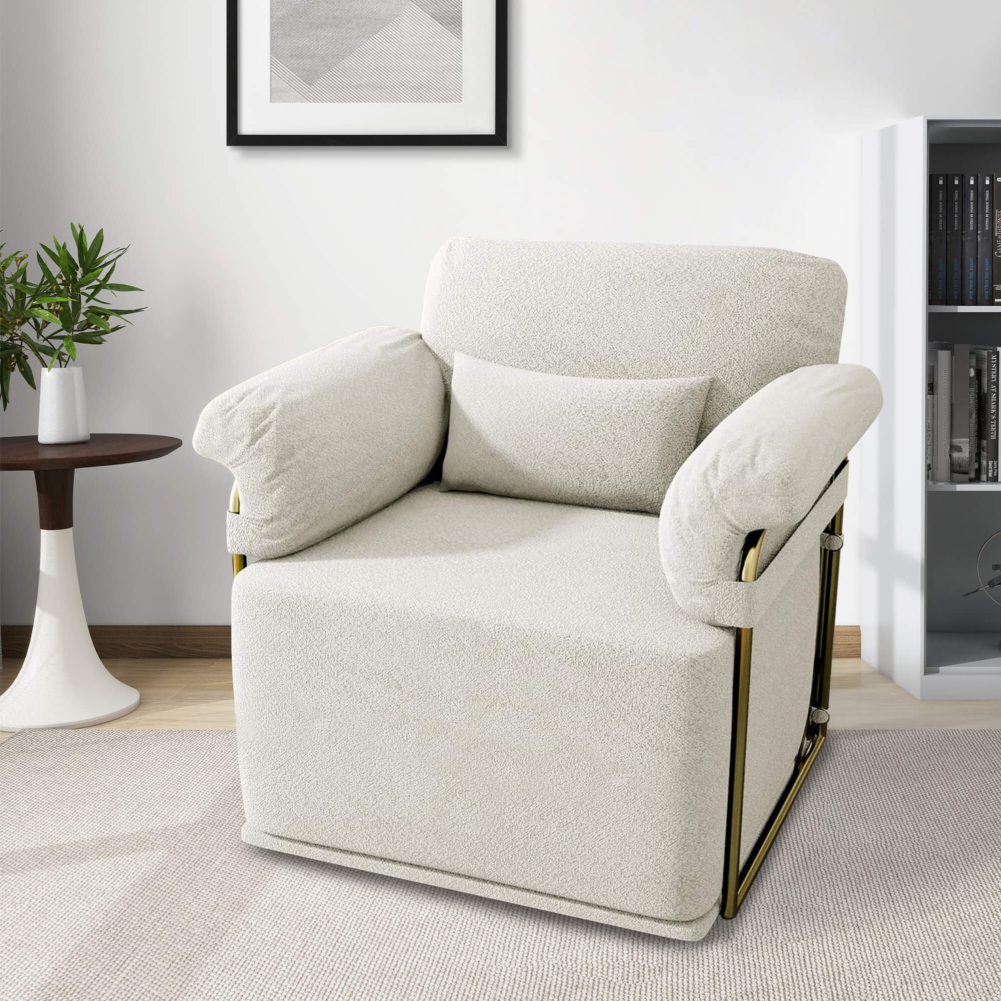J.M.Deco 360° Swivel Rocking Recliner Chair  Upholstered Living Room Chair front