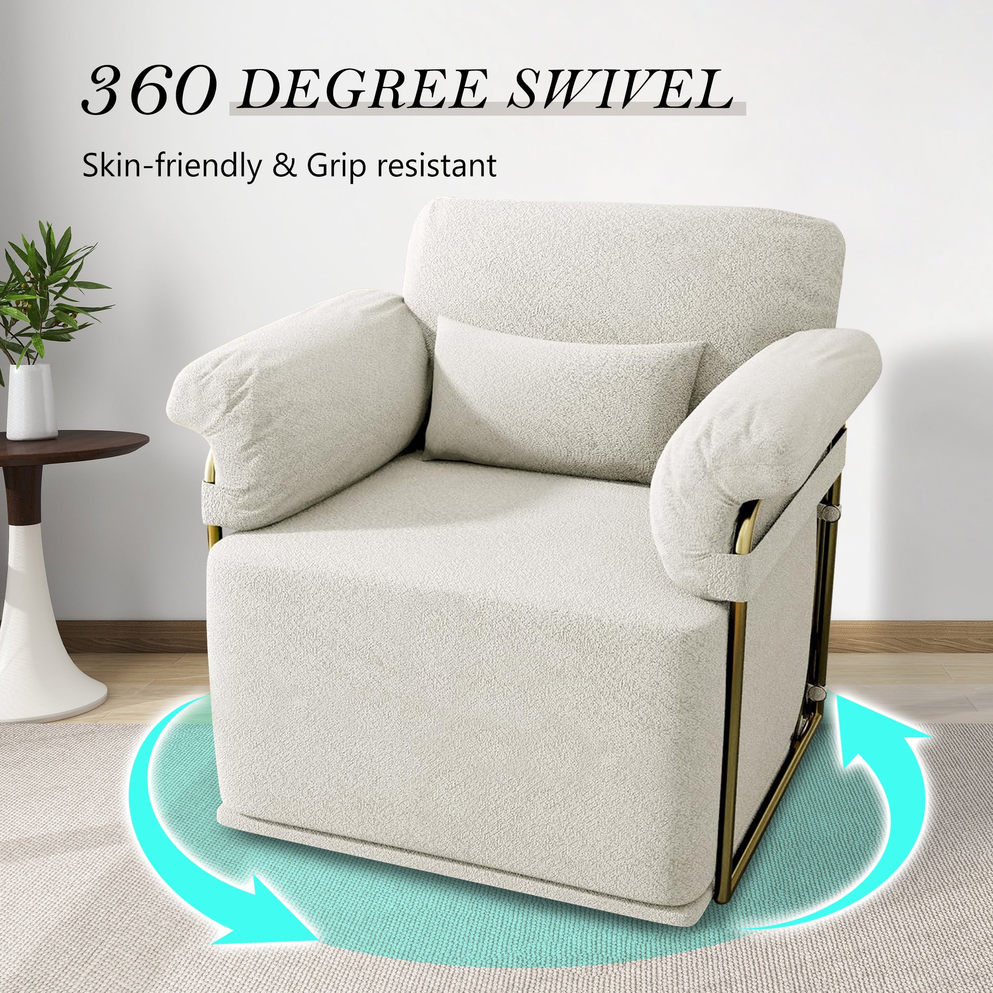 J.M.Deco Classic Square Swivel Recliner Chair  Armchair Manual Rocking Recliner- Upholstered Living Room Rocker for Living Room & Small Spaces 360 degree swivel