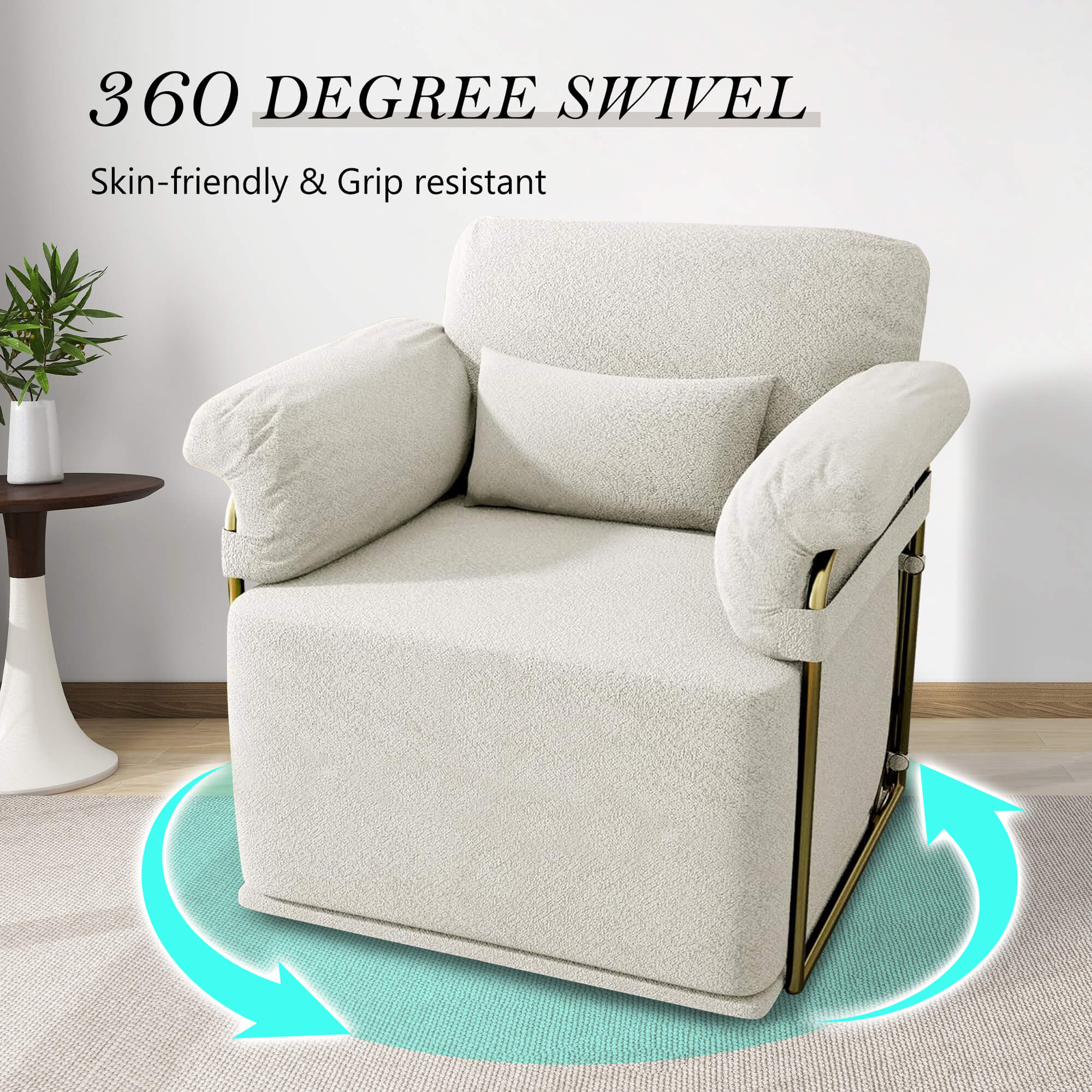 J.M.Deco 360° Swivel Rocking Recliner Chair  Upholstered Living Room Chair detail