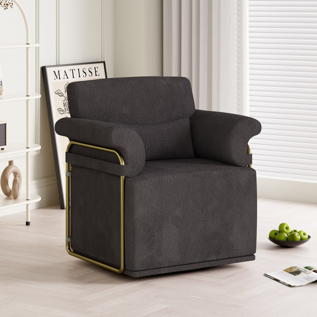 J.M.Deco Classic Square Swivel Recliner Chair  Armchair Manual Rocking Recliner- Upholstered Living Room Rocker for Living Room & Small Spaces black