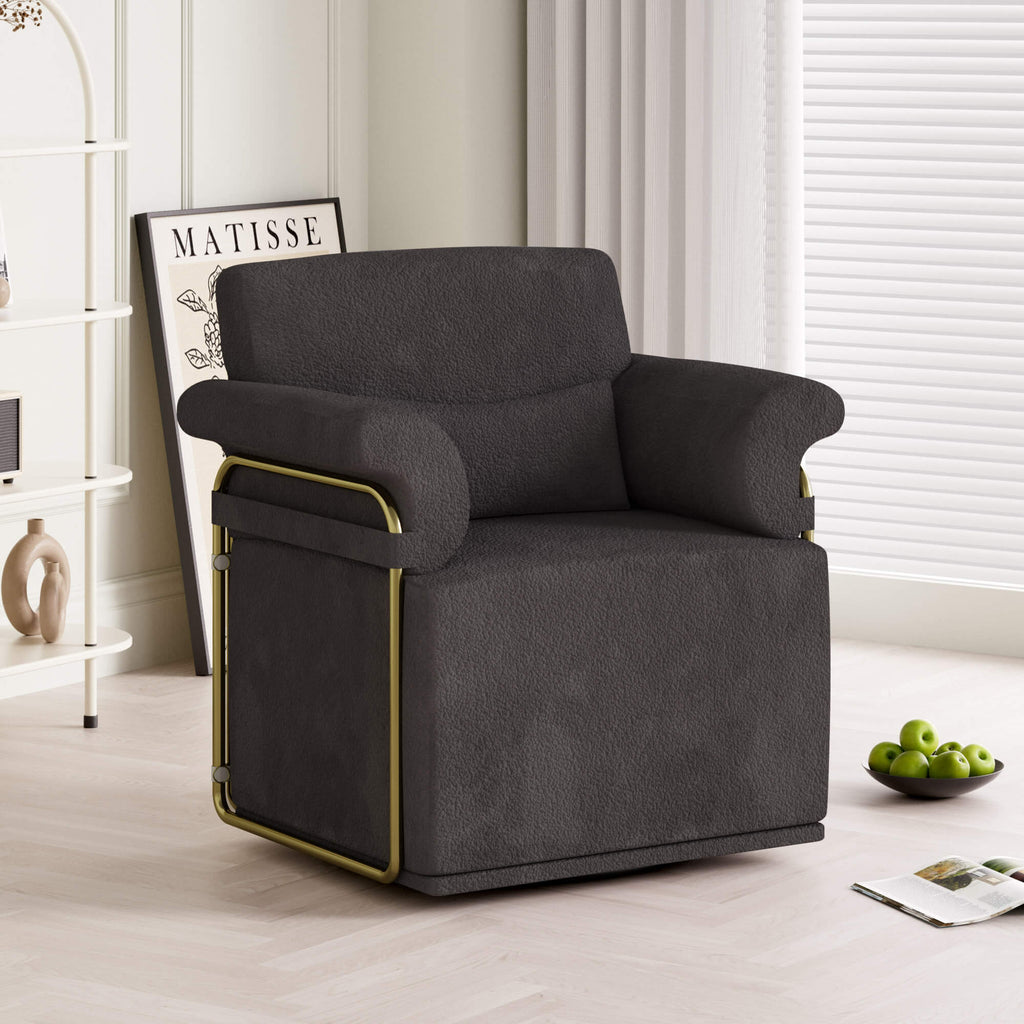 J.M.Deco 360° Swivel Rocking Recliner Chair  Upholstered Living Room Chair black