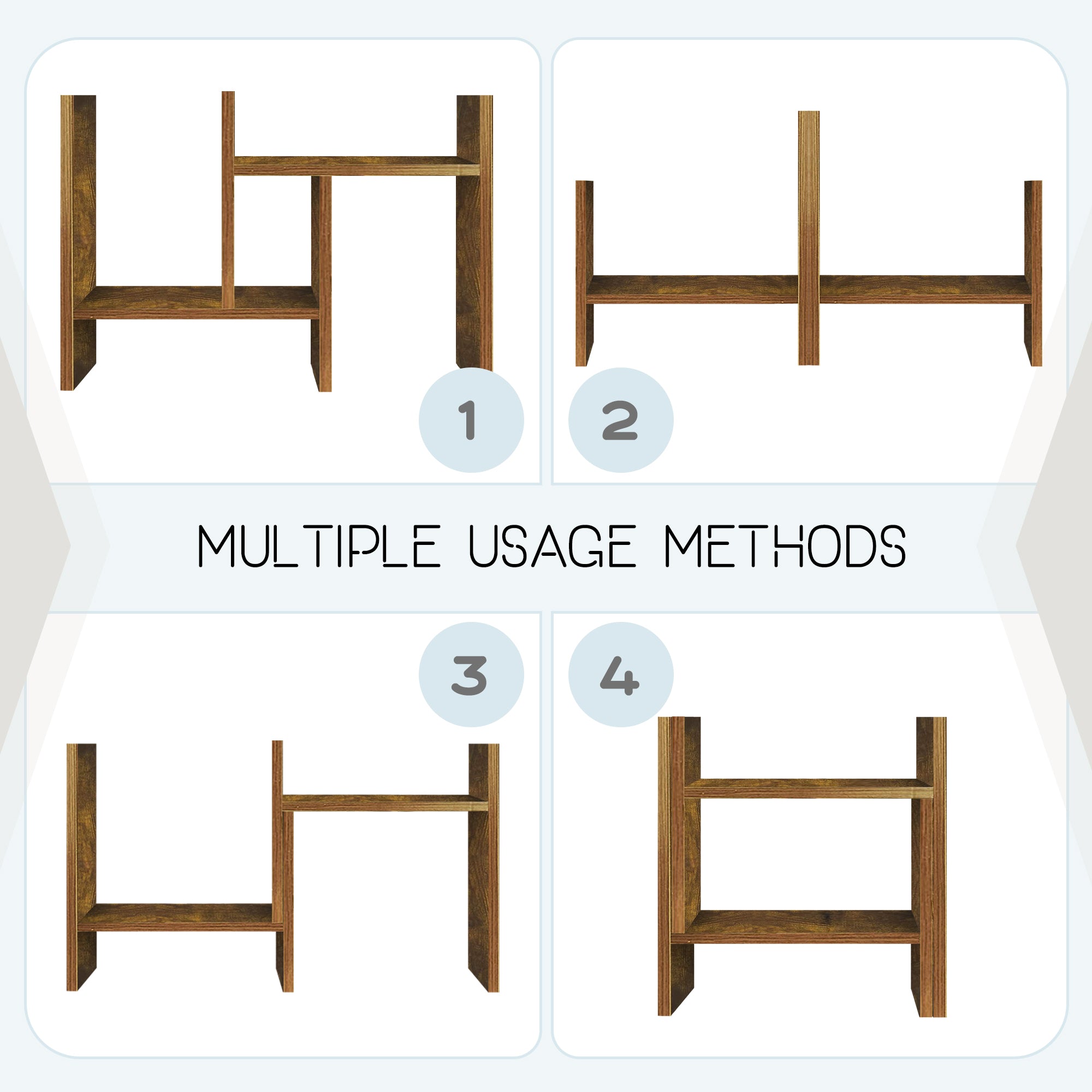 J.M.Dco Adjustable Double H Shaped Natural Wood Desktop Organizer Shelf  Office Storage Stand use
