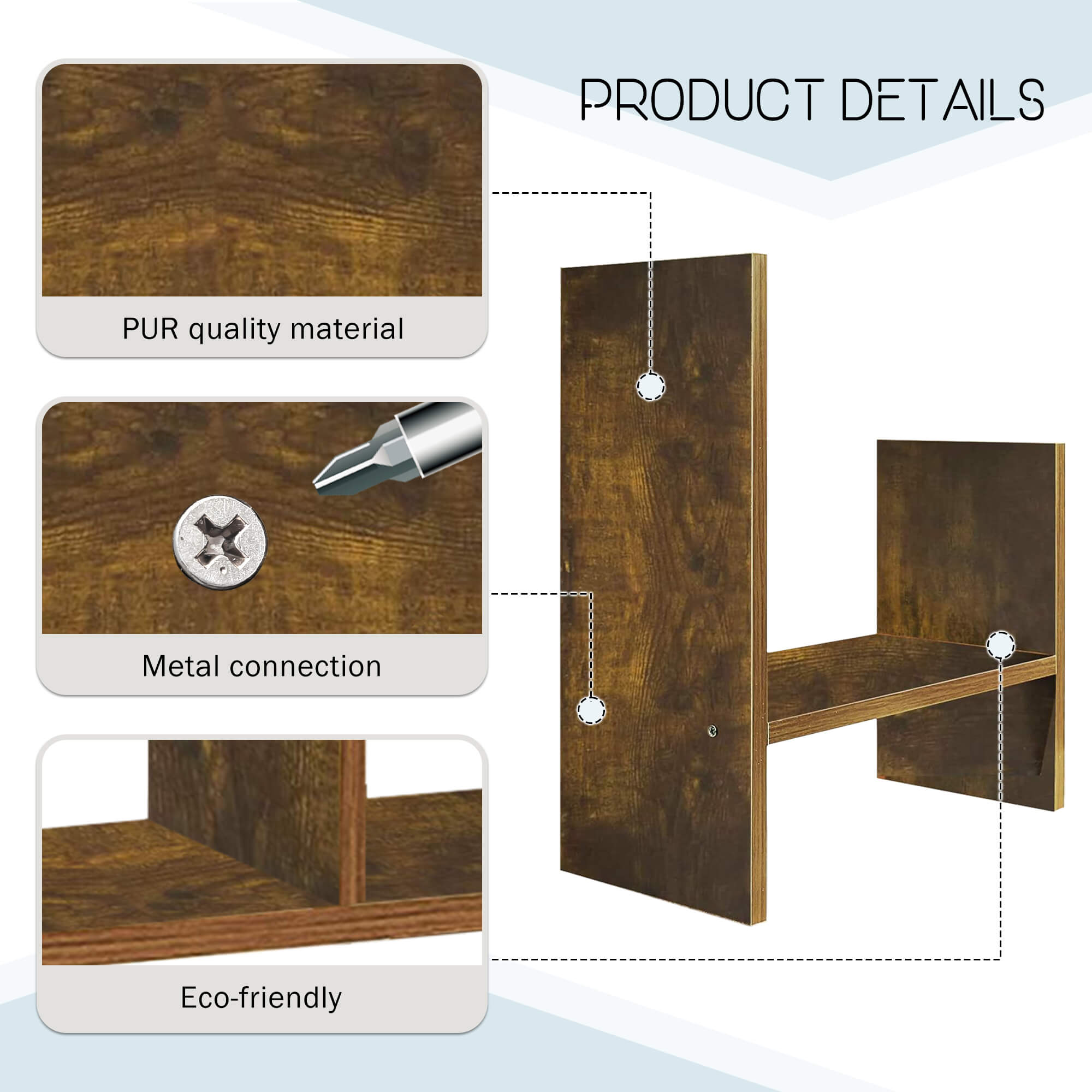 J.M.Deco Adjustable H-Shape Wood Desktop Organizer Shelf details