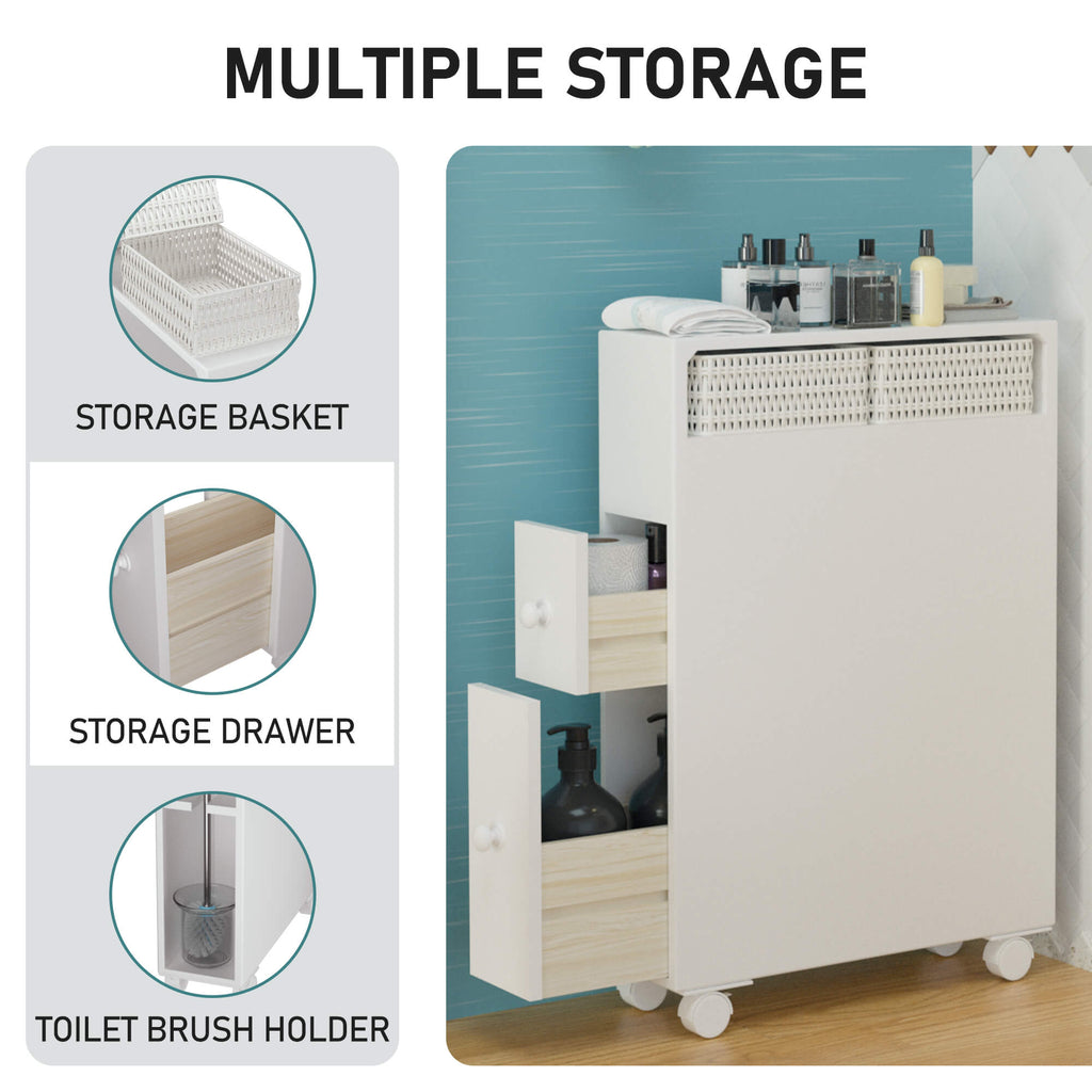 J.M.Deco Slim Bathroom Storage Cabinet   2 Drawers & Shelf  Movable details