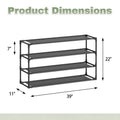 J.M.Deco 4-Tier Shoe Rack Organizer Set of 2  Metal & Non-Woven  Black 4 tiers