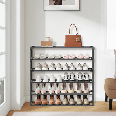 J.M.Deco Shoe Rack Organizer  Sturdy Metal Pipes & Durable Non-Woven Fabric  Entryway Space Shoe Rack (Black) MAIN