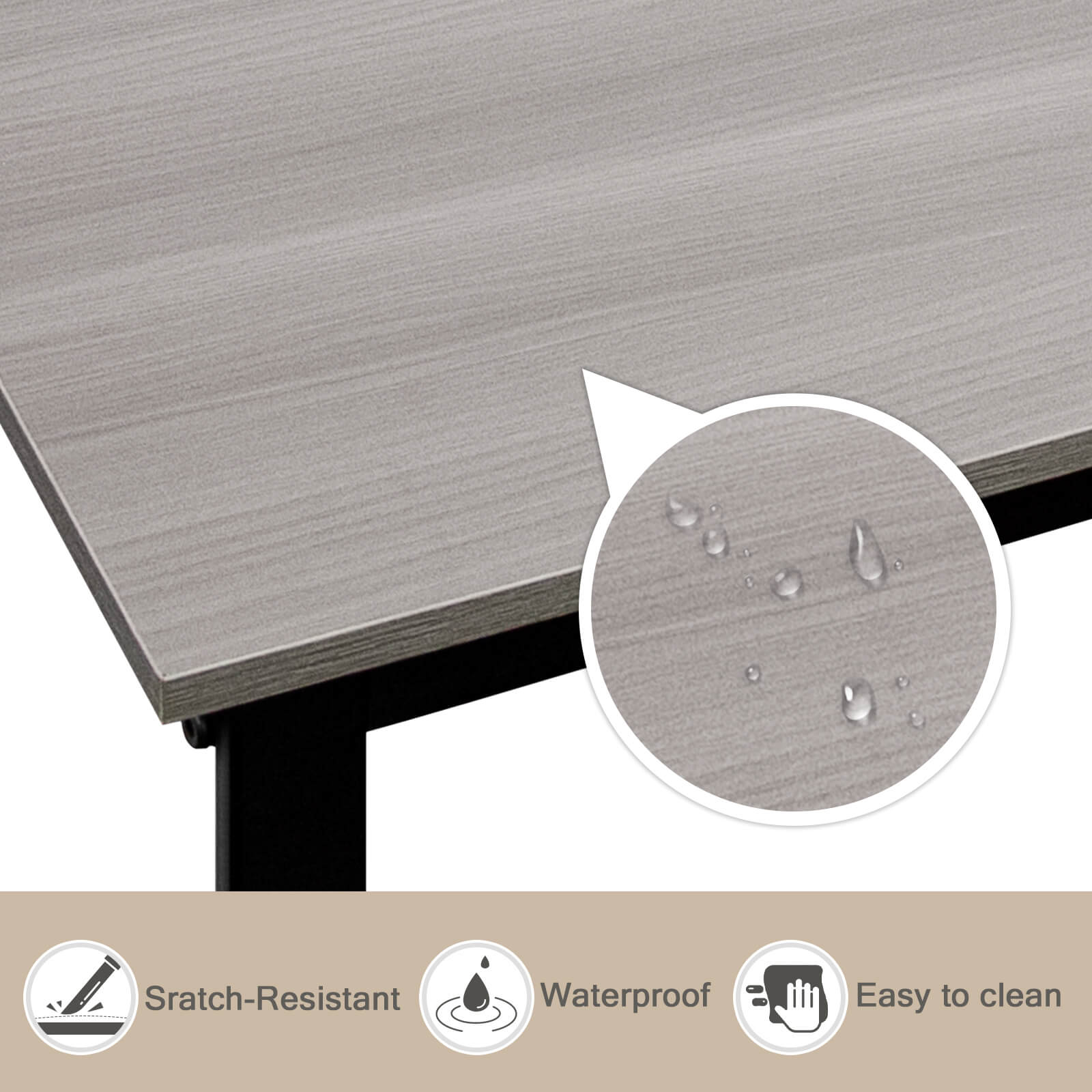 J.M.Deco 55" Computer Desk  Industrial Metal Frame  Oak Grey  Home Office desk surface